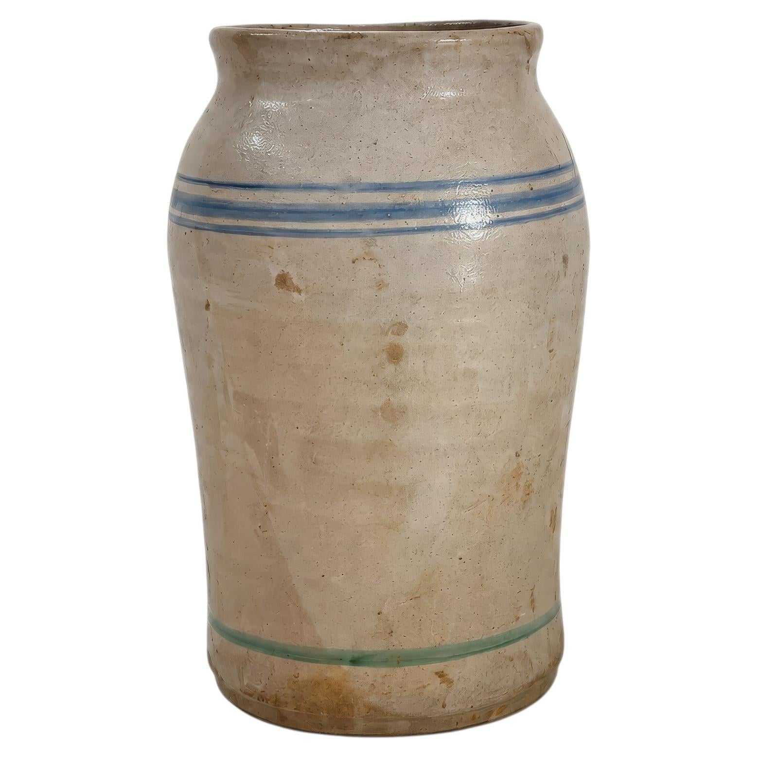 Antique Puglian Cream Glazed Terracotta Storage Vessel, 1880