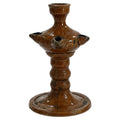 Antique 19th Century Puglian Brown Glazed Terracotta Lucerna Oil Lamp