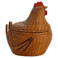 Vintage Chinese Wicker Hen Basket with Lid, Rattan and Bamboo, 1970s