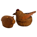 Vintage Chinese Wicker Pig and Bird Baskets, Rattan, Handwoven, 1970s