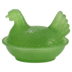 Jadeite Green Glass Hen on Nest Covered Dish, USA, 2020s