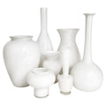 Vintage American White Glass Vase Collection, Set of 7