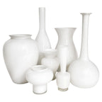 Vintage American White Glass Vase Collection, Set of 7
