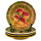 Hand-Painted French Majolica Fruit Plates Set by Sarreguemines, 1890