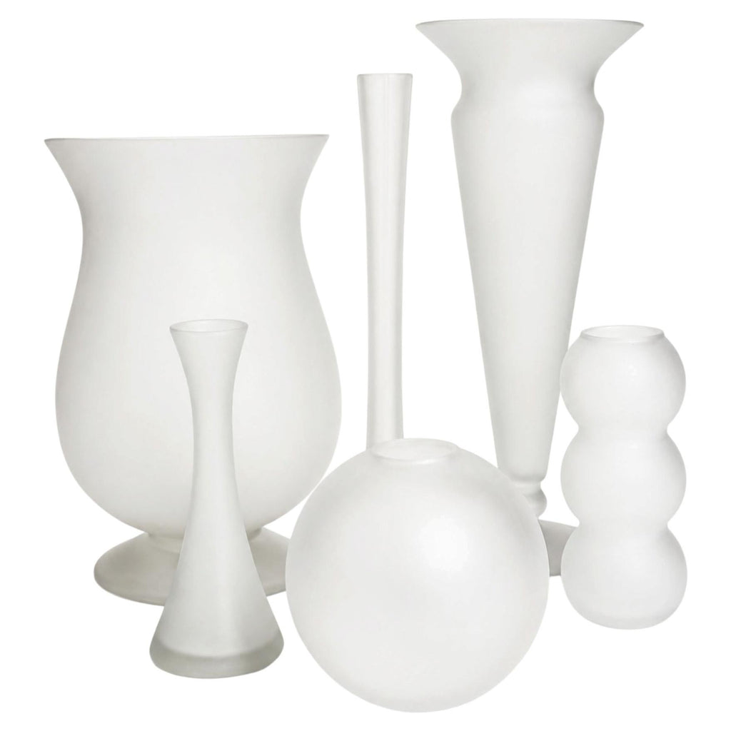 Vintage Frosted White Glass Vessel Set of Five, 1980s Modernist Design