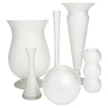 Vintage Frosted White Glass Vessel Set of Five, 1980s Modernist Design
