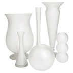 Vintage Frosted White Glass Vessel Set of Five, 1980s Modernist Design