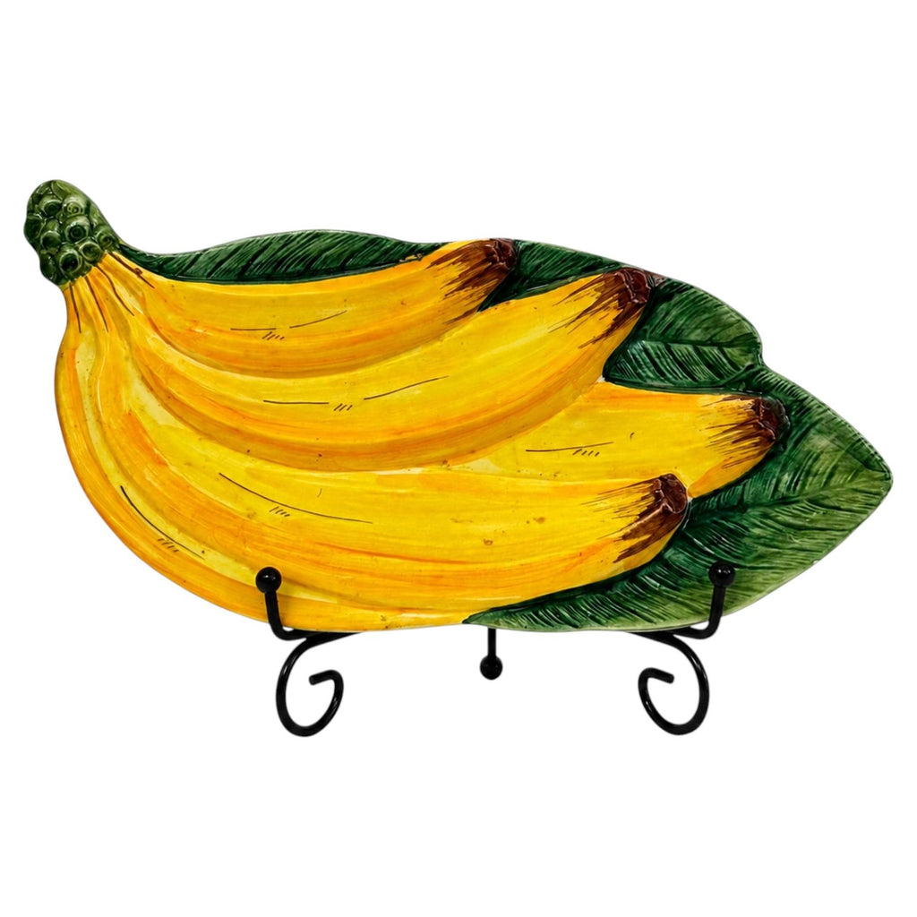 Vintage Italian Hand-Painted Ceramic Banana Serving Dish