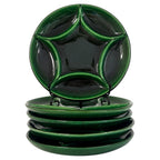 Set of Six Zahner Keramik Green Glazed Plates, West Germany, 1960s