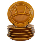 Set of Six French Lunéville Fondue Plates with Amber Glaze, 1960