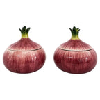 Fitz and Floyd Handcrafted Onion Form Covered Ceramic Jars, Pair