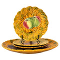 Antique French Majolica Dessert Service by Sarreguemines, Set of Four