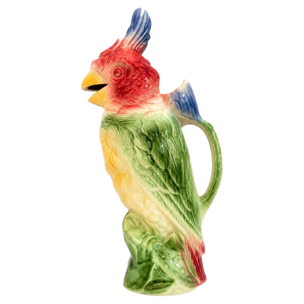 Vintage St. Clement French Majolica Cockatoo Pitcher