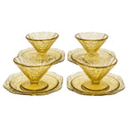 Federal Glass Yellow Madrid Dessert Set, Four Compotes & Plates, circa 1935