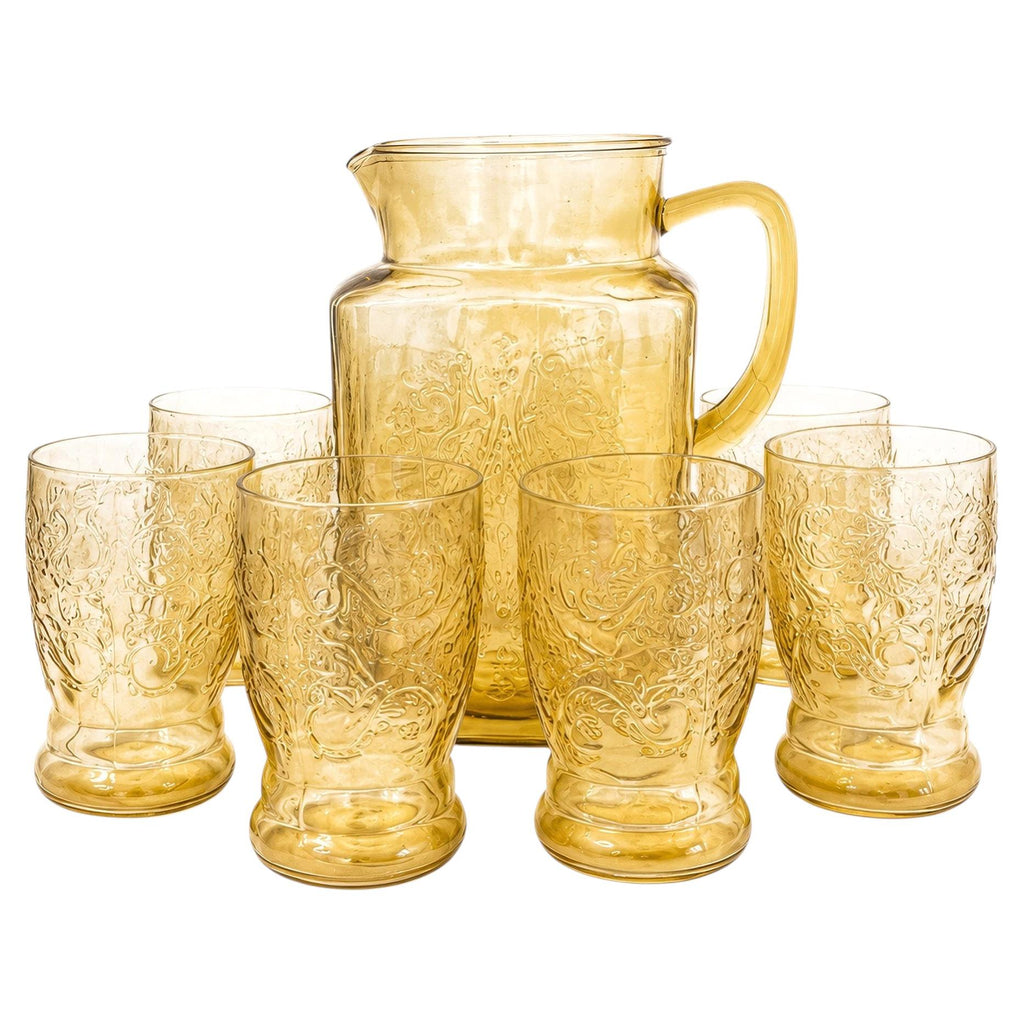 Federal Glass Madrid Yellow Depression Glass Beverage Set, circa 1935