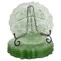 Set of Six Indiana Glass Loganberry Plates, Green Uranium Glass, 1930s