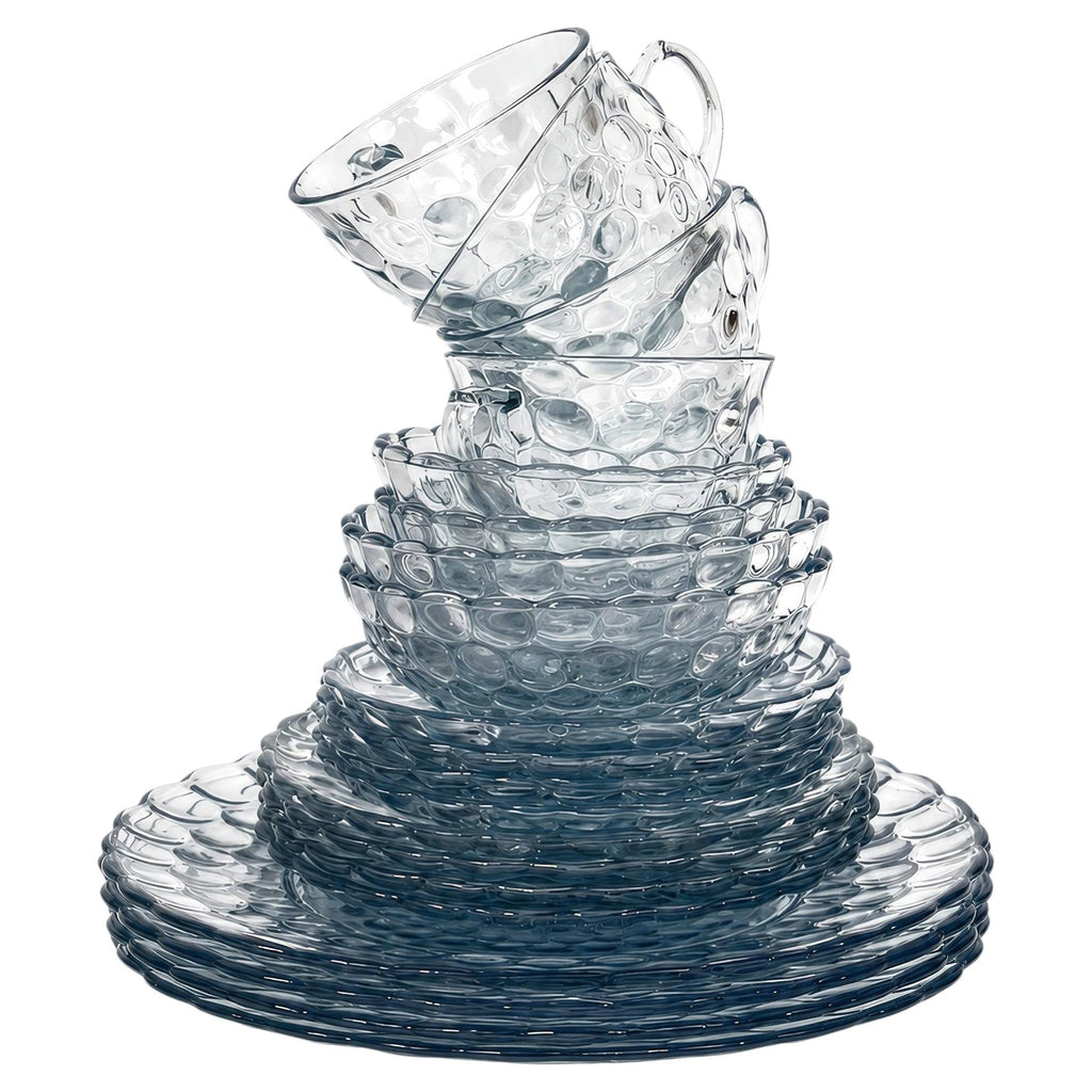Anchor Hocking Sapphire Blue Bubble Glass Dinnerware Set, 20 Pieces