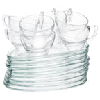 Vintage Indiana Glass Snowflake Snack Set, Eight Cups & Trays, 1950s