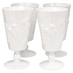 Set of 4 Colony Harvest Milk Glass Stemmed Goblets by Indiana Glass