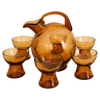 Amber Depression Glass Cordial Set, Art Deco Style, 1930s, USA — image 8