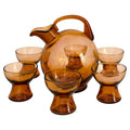 Amber Depression Glass Cordial Set, Art Deco Style, 1930s, USA