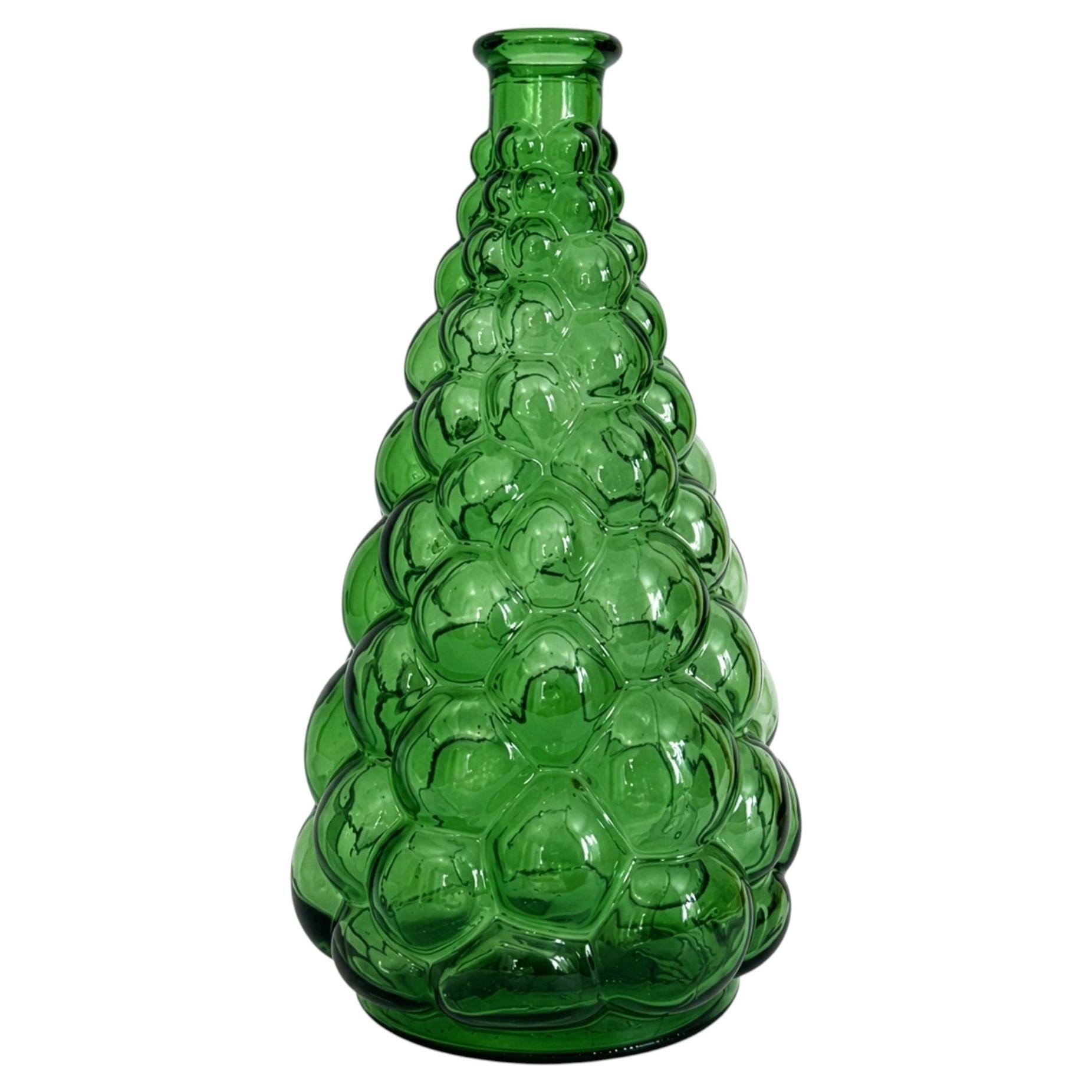 Empoli Green Bubble Glass Vase, Italy, Mid-Century Modern