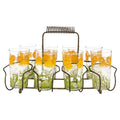 Mid-Century Floral Juice Glass Set with Metal Carrier, 1950s