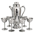 Mid-Century Chrome Cocktail Set, Shaker & Six Coupe Goblets, 1950s