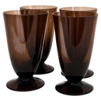 Set of Four Vintage Smoke Brown Glass Goblets, Mid-Century Design