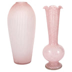 Mid-Century Modern Pink Satin Glass Vases, Vintage Pair from 1950s