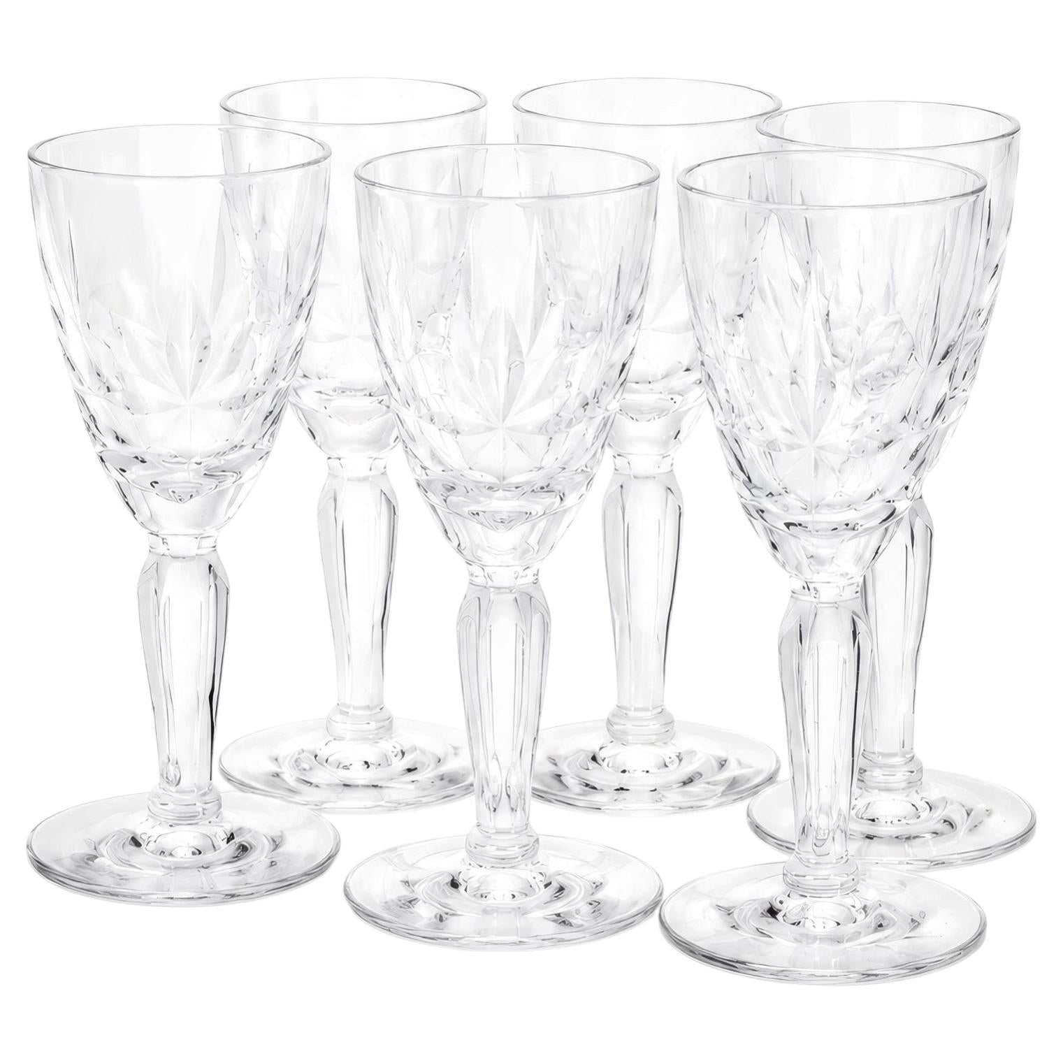 Set of Six Vintage American Cordial Glasses, 1950s Clear Glass