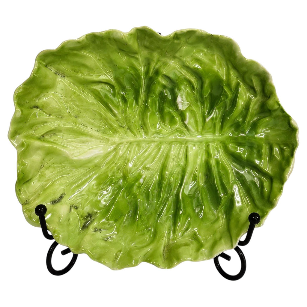 Royal Bayreuth Bavaria Green Cabbage Leaf Porcelain Plate, Early 20th Century