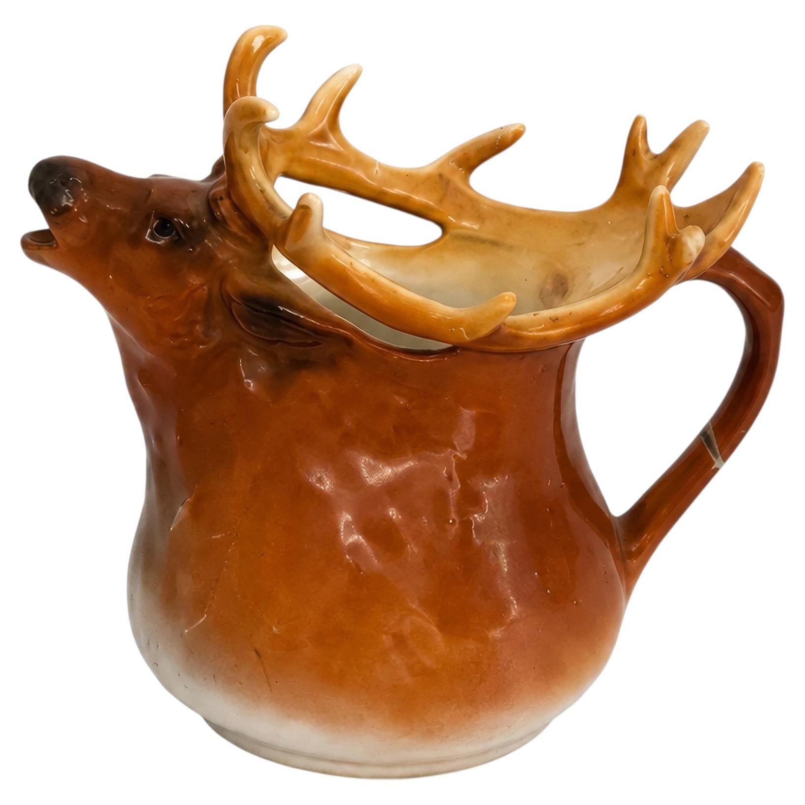 Royal Bayreuth Bavaria Elk / Stag Porcelain Creamer, Early 20th Century