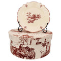 Moulin des Loups Dessert Plates Set, Red Transferware, 1950