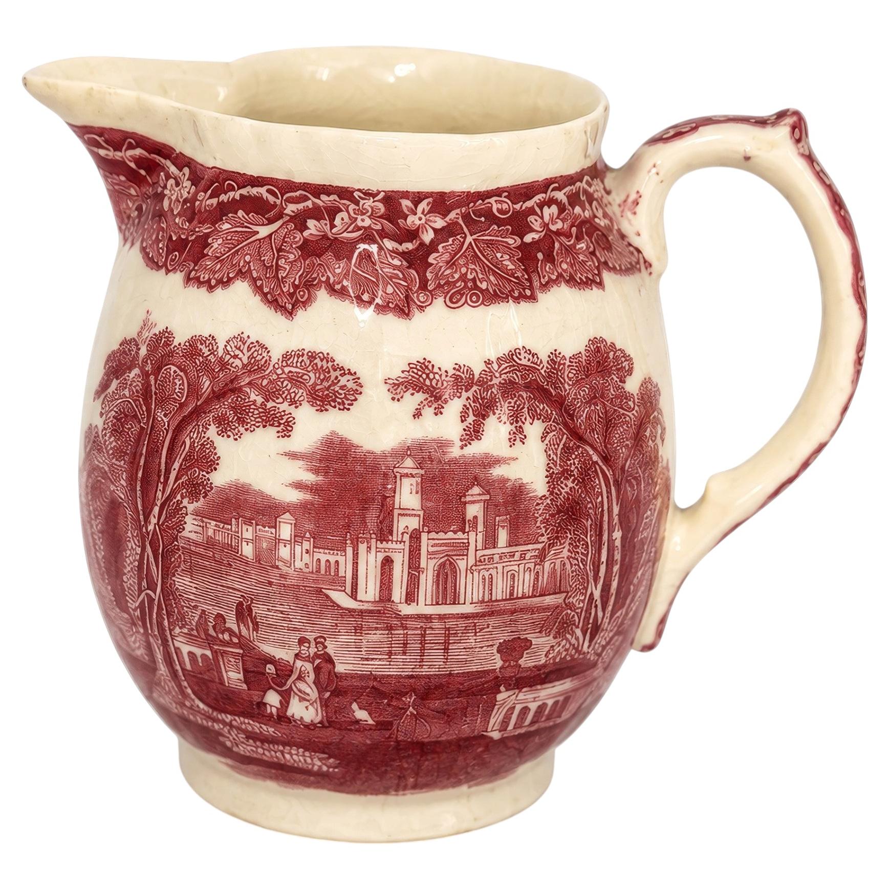 Mason’s Vista Red Transferware Ironstone Milk Jug / Creamer, England, circa 1940