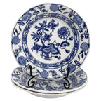 Cauldon England Meissen Blue Onion Porcelain Berry Bowls, Set of Three, circa 18