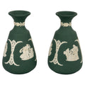 Pair of Wedgwood Green Jasperware Bud Vases, Neoclassical, 1960s