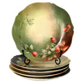 Set of 5 Hand-Painted Limoges Porcelain Plates with Scalloped Edges