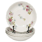 Set of Four Limoges Porcelain Berry Bowls, Floral Design, France, 1930