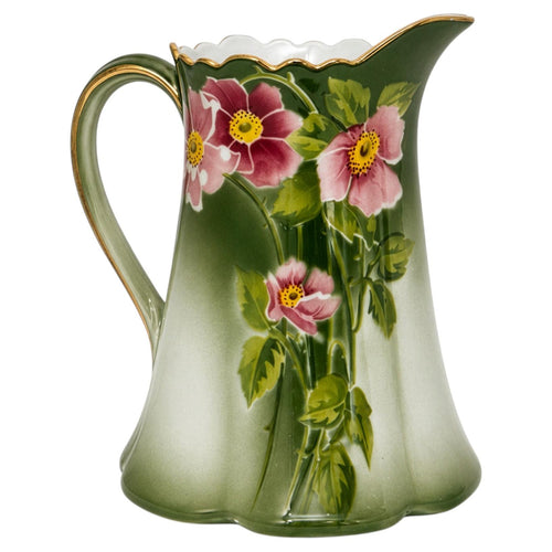 Antique French Pitcher by Keller and Guérin, Les Roses Pattern, 1910