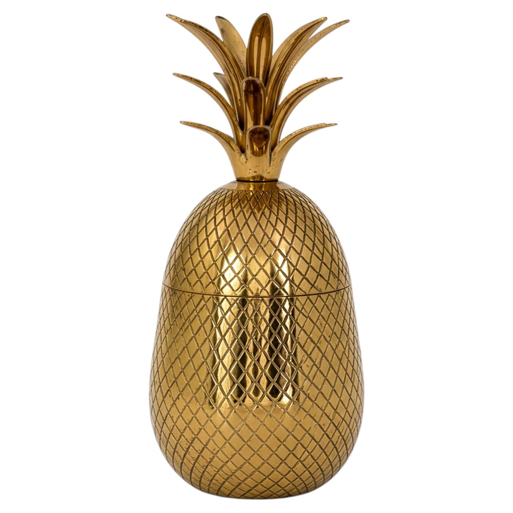 Vintage Gold-Tone Pineapple Decorative Box with Textured Finish