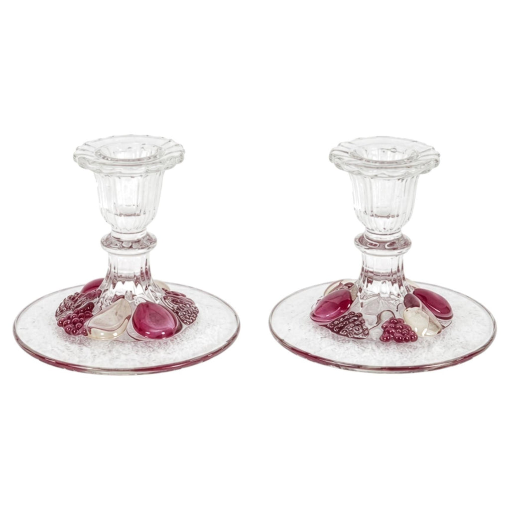 Vintage Westmoreland Della Robbia Ruby Flashed Glass Candlesticks