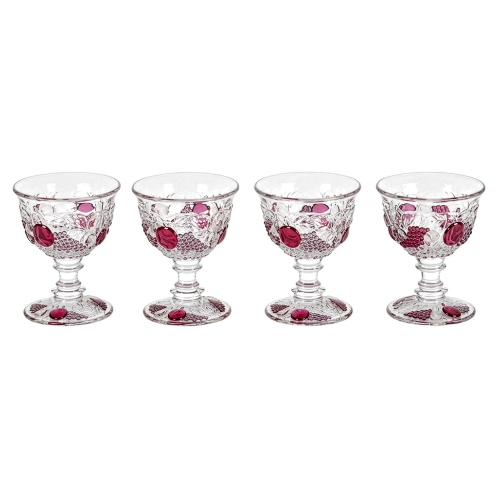 Vintage Westmoreland Della Robbia Sherbet Cups Set, Ruby Glass, 1960