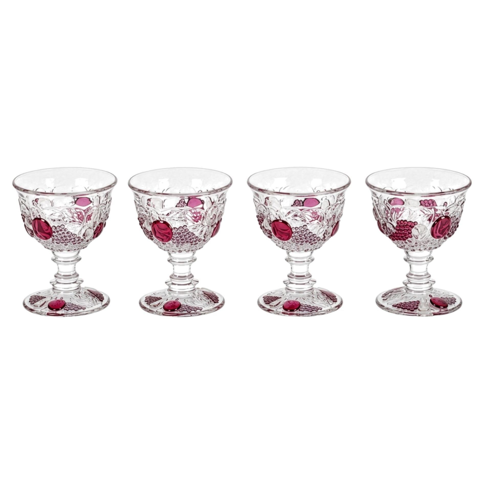 Vintage Westmoreland Della Robbia Sherbet Cups Set, Ruby Glass, 1960