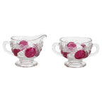 Vintage Westmoreland Della Robbia Ruby Flashed Glass Creamer and Sugar Set