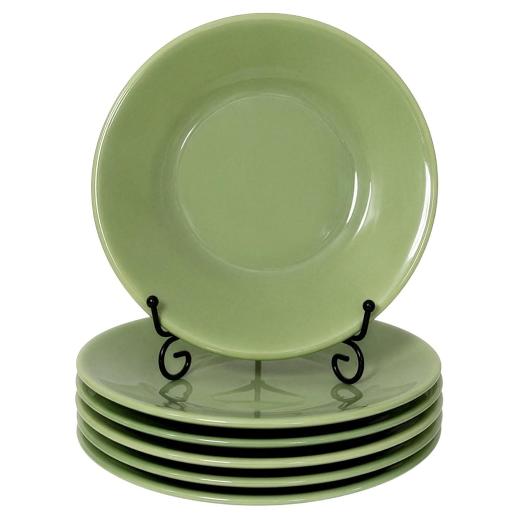Set of Six Vintage Jadeite Glass Salad Plates, American Tableware