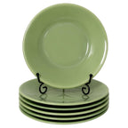 Set of Six Vintage Jadeite Glass Salad Plates, American Tableware