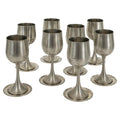 Vintage Pewter Wine Goblet Set of Eight with Coasters, 1960s Design