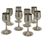 Vintage Pewter Wine Goblet Set of Eight with Coasters, 1960s Design