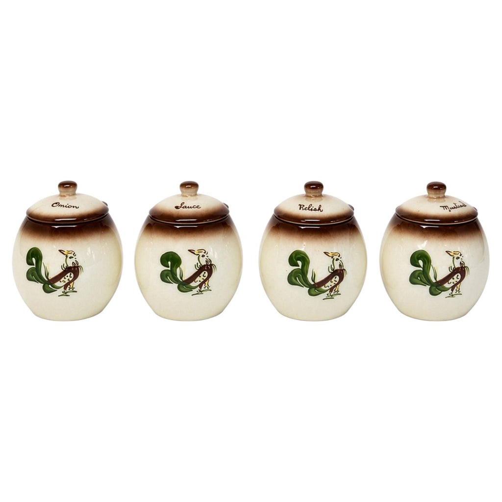 Vintage Brock of California Chanticleer Ceramic Condiment Jar Set
